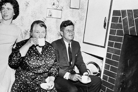 summeratUCD's tweet photo. On this day 25th June (1963) President John F Kennedy visited the land of his ancestors (Ireland). We love this photo of President Kennedy drinking tea with his second cousin Mary Ryan #OnThisDay #History https://t.co/EMPAM8XQZV