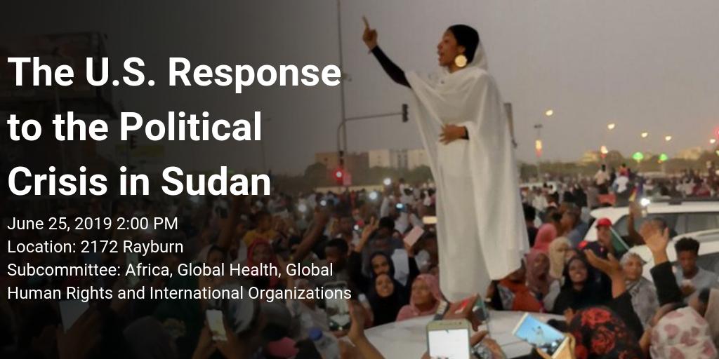 Our subcommittee hearing on "The U.S. Response to the Political Crisis in #Sudan" starts now. Watch here: foreignaffairs.house.gov/2019/6/the-u-s…