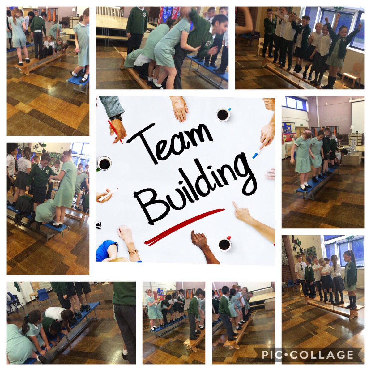 MissAPurdy's tweet photo. The new Class 8 children have been doing something amazing team building activities this afternoon! Lots of resilience and co-operation were needed! 👭👬 @BabbMiss @StJosephStBede https://t.co/C3kppkUjZJ
