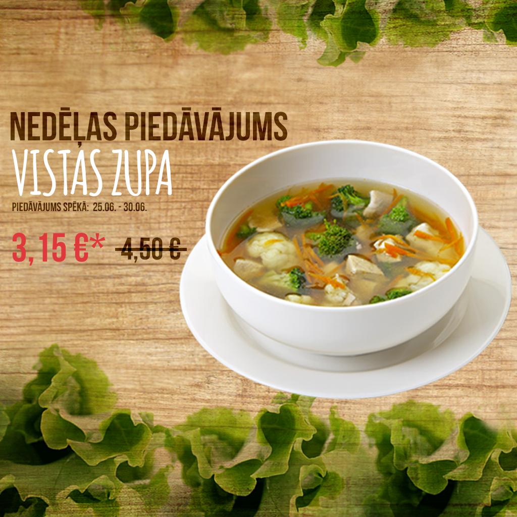 Šonedēļ īpašajā piedāvājumā vistas zupa - nāc un cienājies!