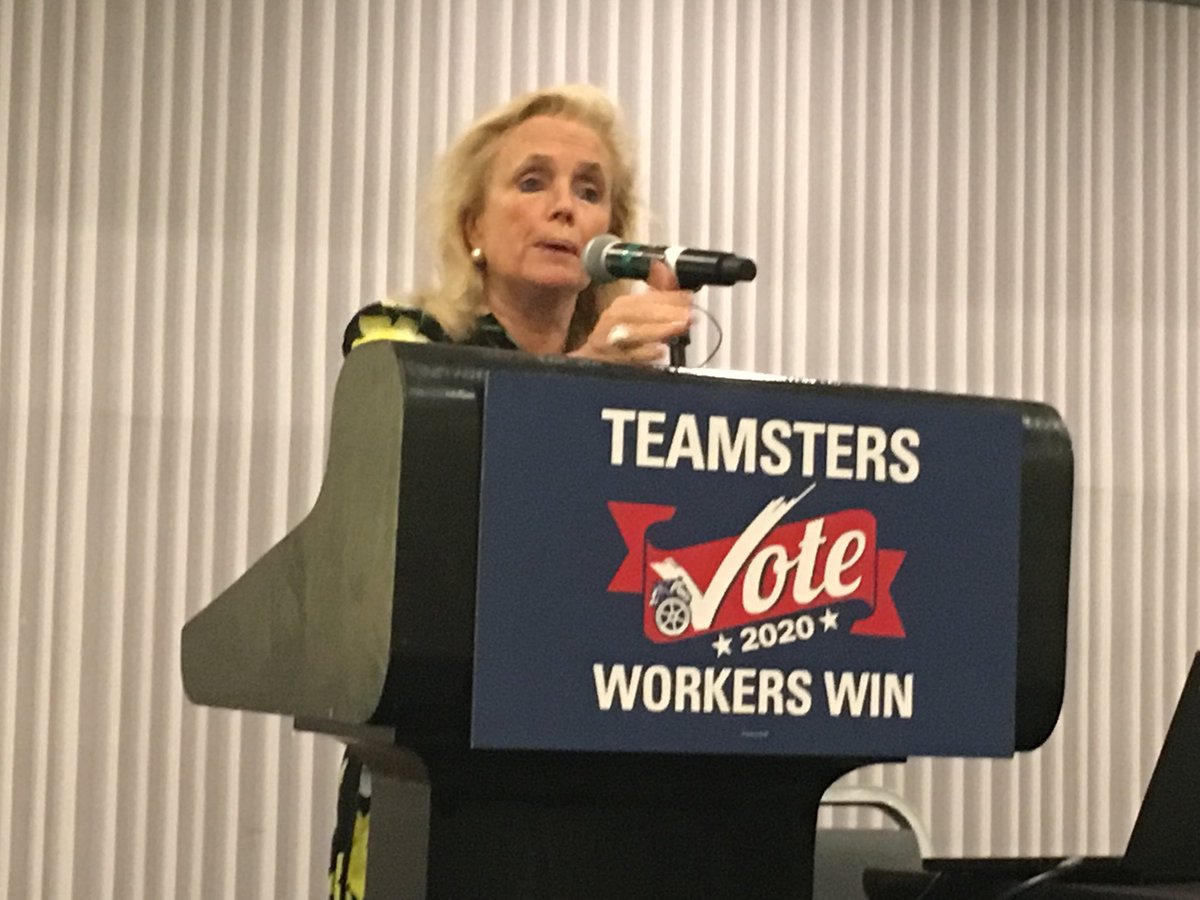 Teamsters's tweet image. On #pensions, @RepDebDingell says “we’ve got to make sure every presidential candidate is talking about pensions.” #1u