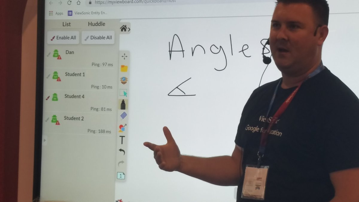 TechTeachVB's tweet image. Experiencing the power of #myviewboard on #ViewSonic boards.  Ss join and everything happening on front board is on their own Chromebook. Easily access Google Drive, connect, collab, cast  #vbits #ISTE19