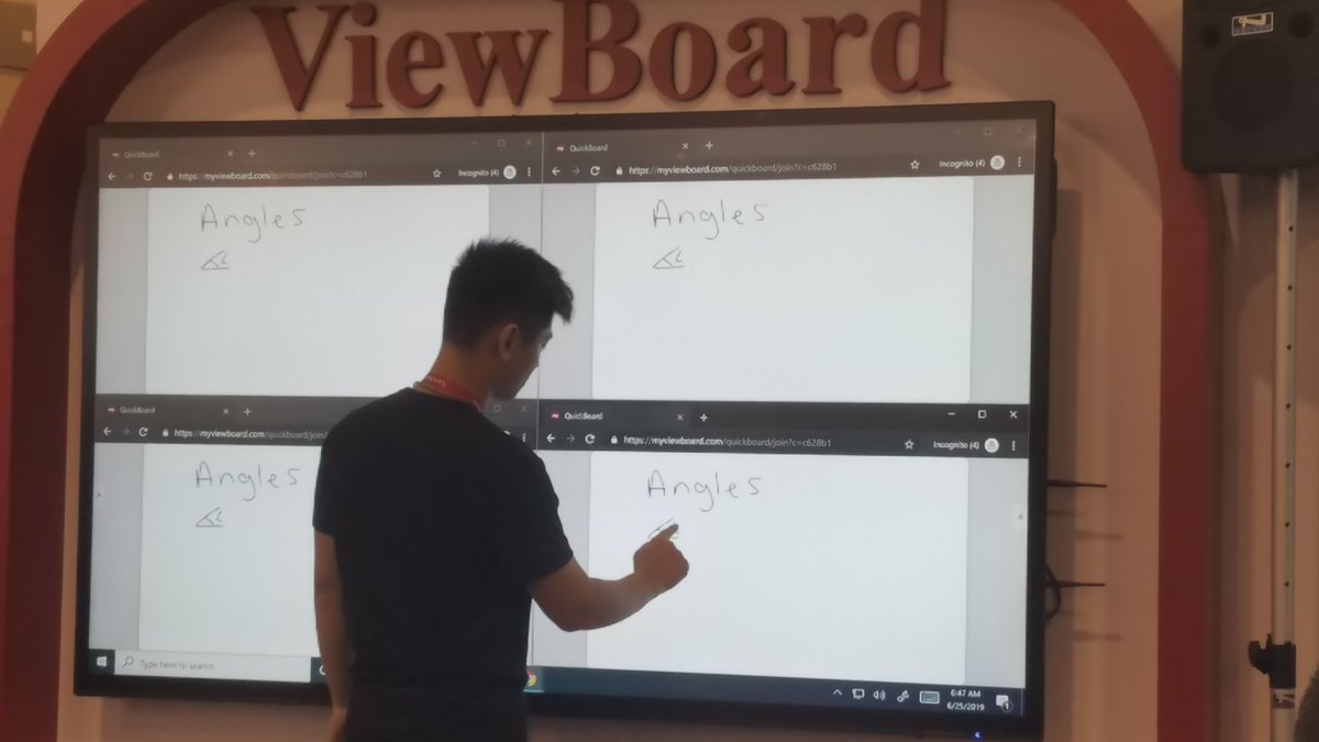 TechTeachVB's tweet image. Experiencing the power of #myviewboard on #ViewSonic boards.  Ss join and everything happening on front board is on their own Chromebook. Easily access Google Drive, connect, collab, cast  #vbits #ISTE19