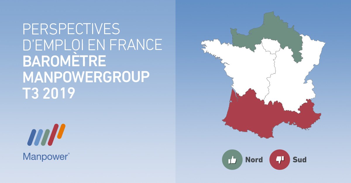 Baromètre <a href="/ManpowerGroupFR/">ManpowerGroup France</a> des perspectives d’#emploi pour le 3e trimestre 2019 : les intentions de #recrutement enregistrent un bond de 9 points dans la région Nord, par rapport à la même période en 2018. Retrouvez ici les grandes tendances de l'étude ➡️ manpowergroup.fr/tendances-empl…