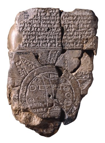 makingofsense's tweet photo. A Babylonian map from around 500 BCE, the oldest known map of the world. https://t.co/KdIP34djwo