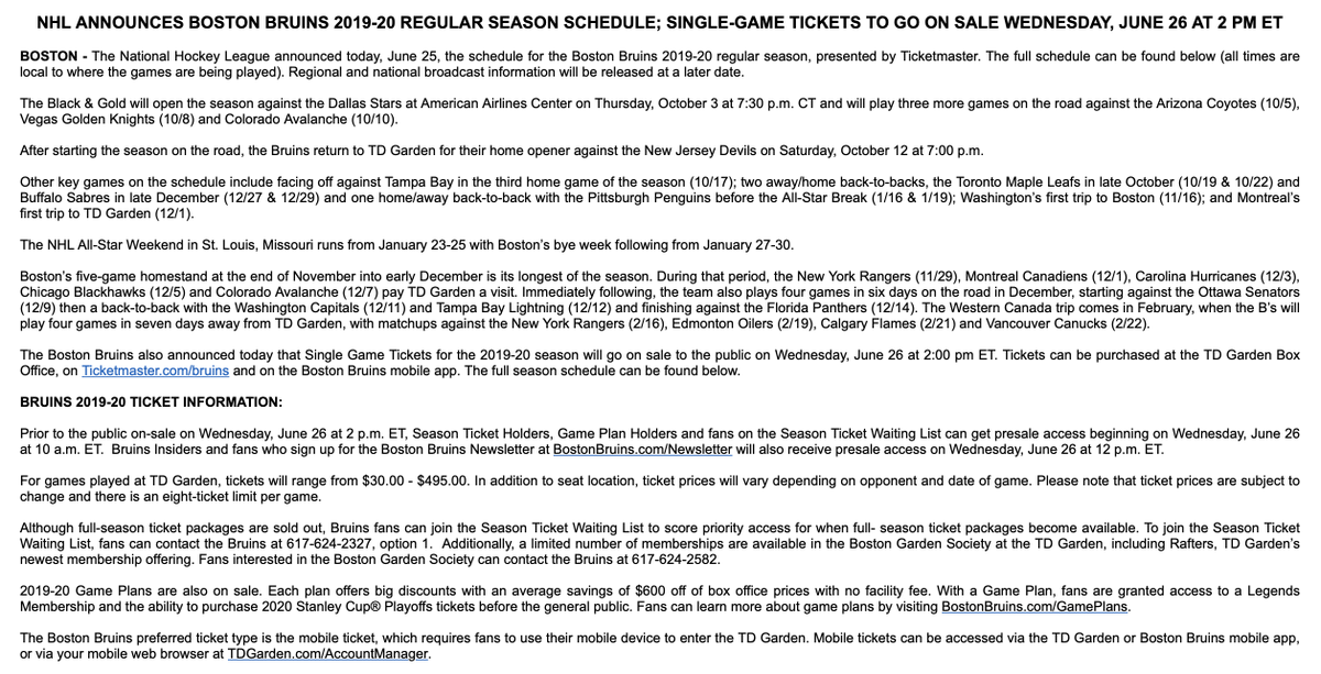 Mike Petraglia On Twitter Bruins Schedule Release Nhlbruins