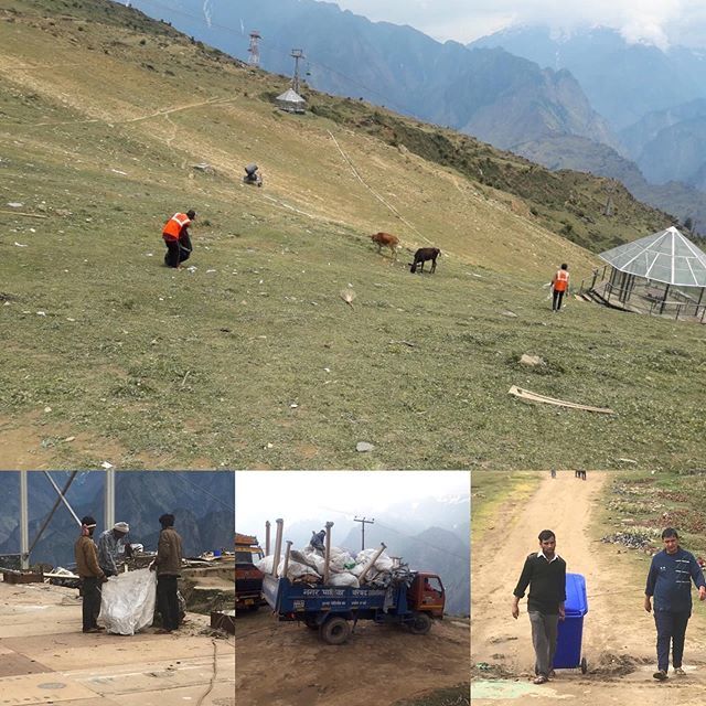 MeJaithakore's tweet photo. For those who have been reading about the garbage stories etc in the news as leftover post the Auli Wedding, please don't stress. We hope that you have confidence in the Industry people that venues will never be left dirty. 
Cleaning work is happening fu… https://t.co/ik1nkW55Rc https://t.co/2hYNZEs7ps