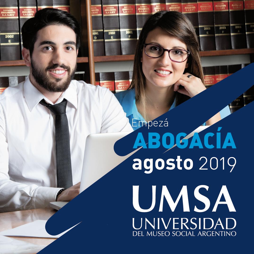 ¡ #UMSA abre las INSCRIPCIONES AGOSTO 2019! 😃 

Empezá este año tu carrera de ABOGACÍA.

Matrícula 50% OFF + 20% de bonificación extra con tarjetas Clarín 365 y Club La Nación. 🖖 

📱 5530-7600 | 💻 admisiones@umsa.edu.ar
umsa.edu.ar