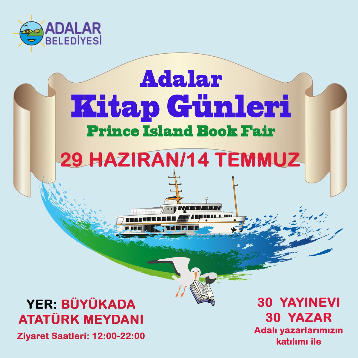 adalarbld's tweet photo. ADALAR KİTAP GÜNLERİ BAŞLIYOR
Tarihi ve doğasıyla bir çok kültürel zenginliği içerisinde barındıran Adalarımızda 1. Adalar Kitap Günleri 29 Haziran - 14 Temmuz tarihleri aralığında Büyükada'da başlıyor. 30 Yayınevinin katılacağı ... https://t.co/0i3jX9d0hI @erdemmgul https://t.co/FarRFfeebd