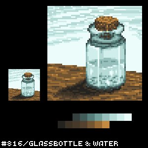 Miyabiyadots お題 ガラス瓶と水 ドット絵版毎日真剣60分1本勝負 ドット絵 T Co H3gtmergml Twitter