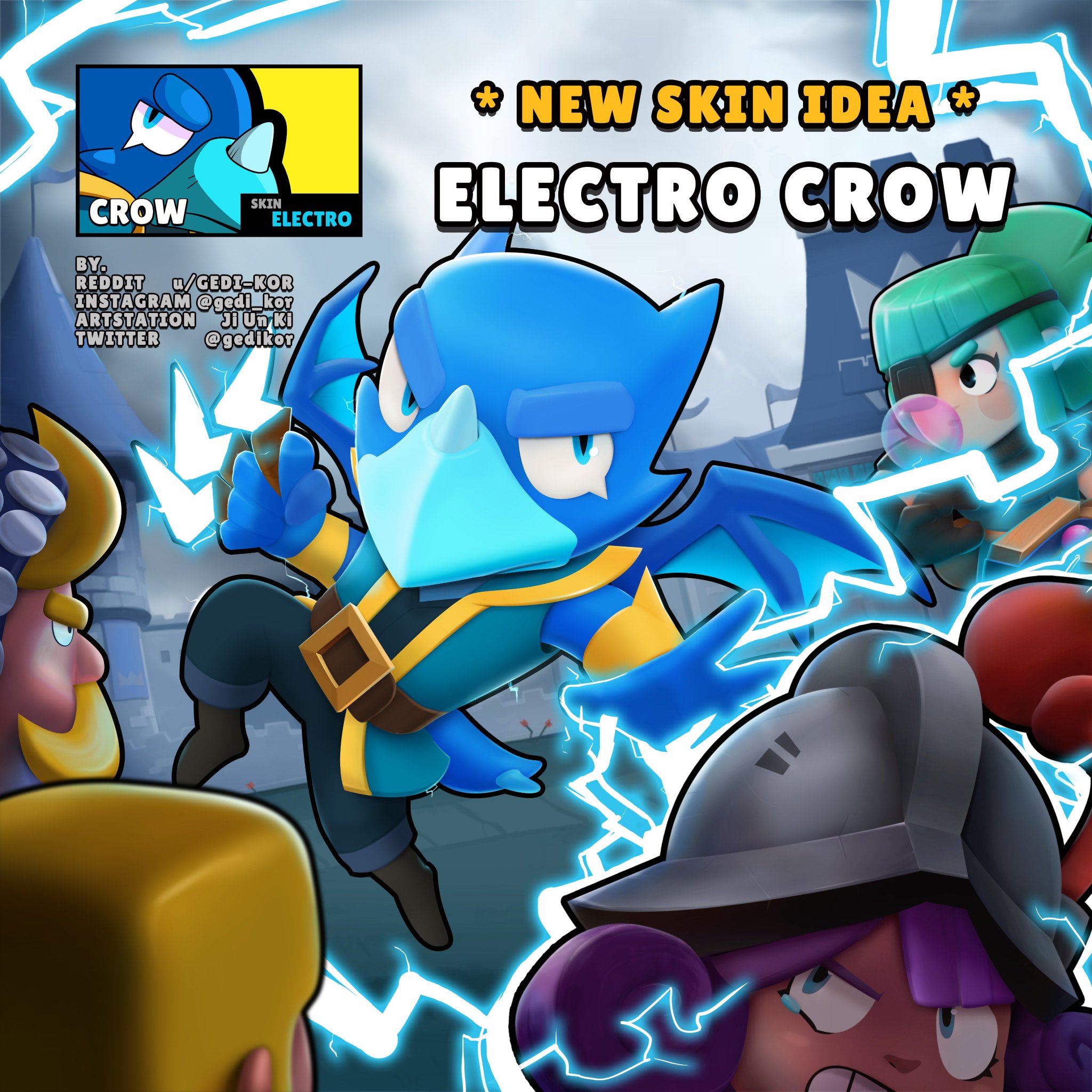 Gedi En Twitter Skin Idea Electro Crow Brawlstars Supercell Clashroyale Skindesign Gameart - crow brawl stars desbloqueado