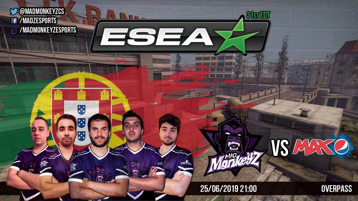 MadMonkeyzCS's tweet photo. E aqui vamos nós para o último jogo da época regular da ESEA 31.
Às 21h defrontamos os #PepsiMax em Overpass.🐒🐒🐵

#GoMadz #MMzArena #Clickdarts https://t.co/lZ7MB5OLkt