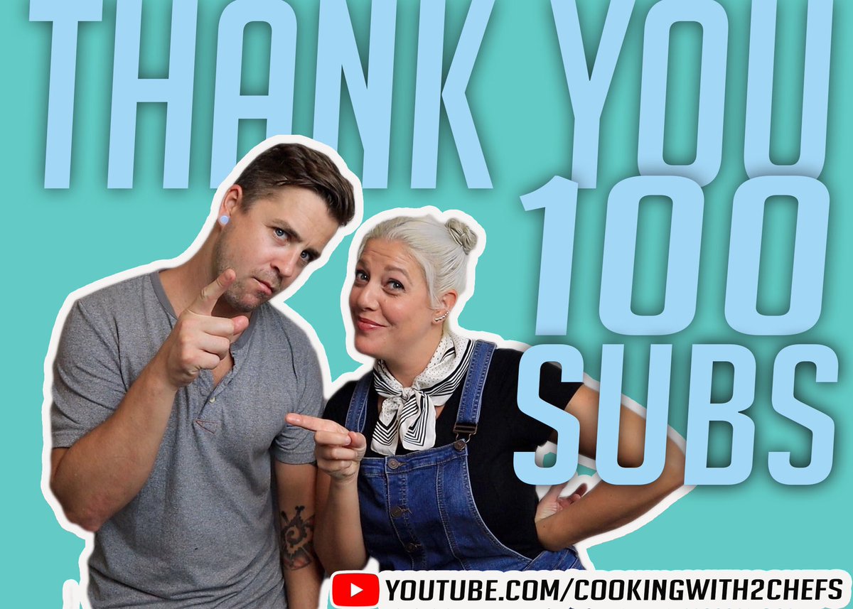 2chefsfood's tweet photo. We hit 💯 subs today on our YouTube channel. Custom url HYPE! Thanks to everyone who has subscribed and watched our videos! #youtubechef #cookingwith2chefs #learntocook  https://t.co/FNqZJo9ZRV https://t.co/6QnflFQPLG