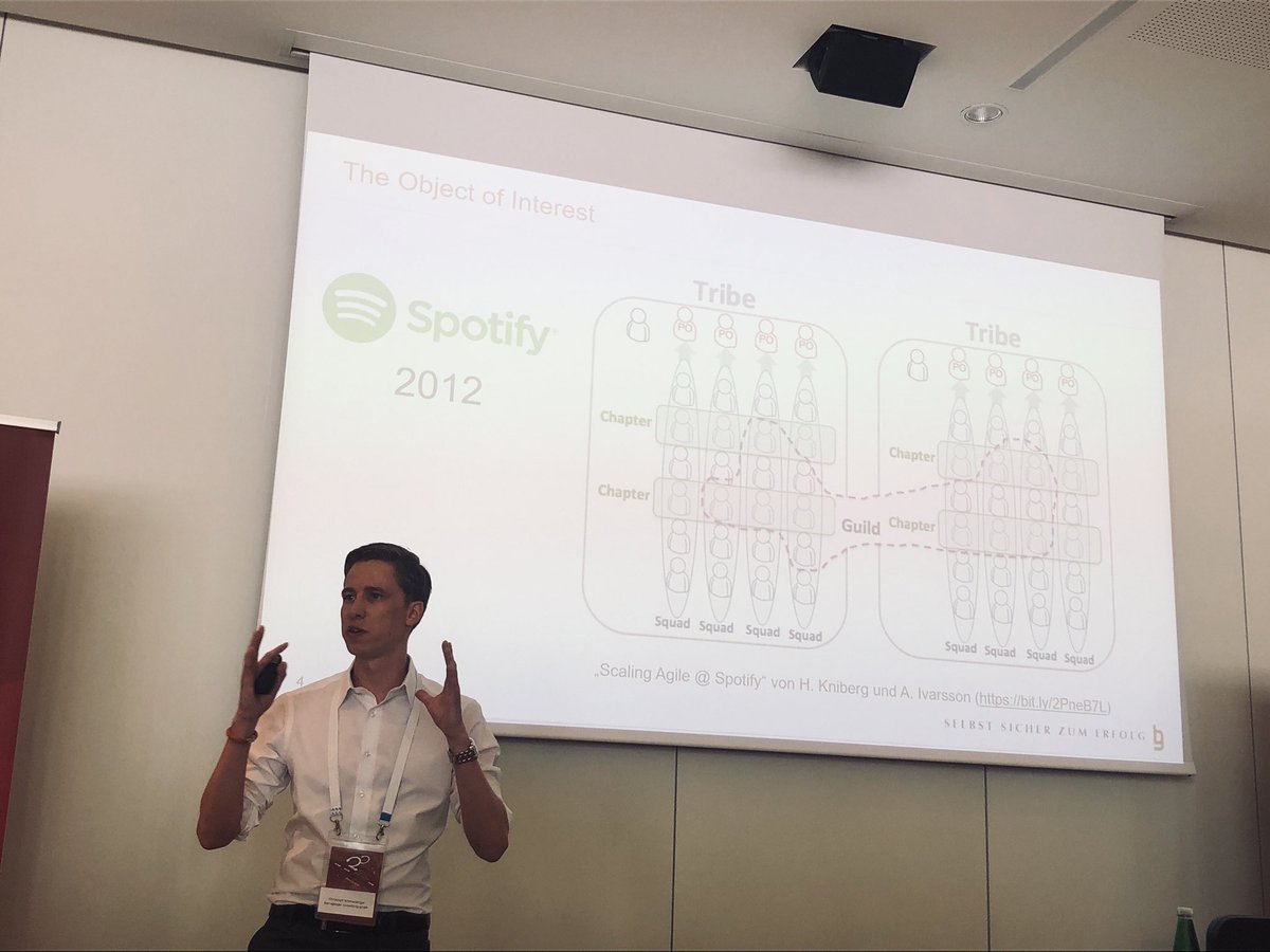 BorisGlogerCons's tweet photo. @cschmiedinger is looking #behindthescenes of the #spotify model and talks about the challenges of the #transformation. @AgileAustria #RoadToAgile #WhyAgile #HowToAgile #Agile #AgileAustriaConference #AgileAustriaConference2019 #fullhouse https://t.co/tSD771jyxW
