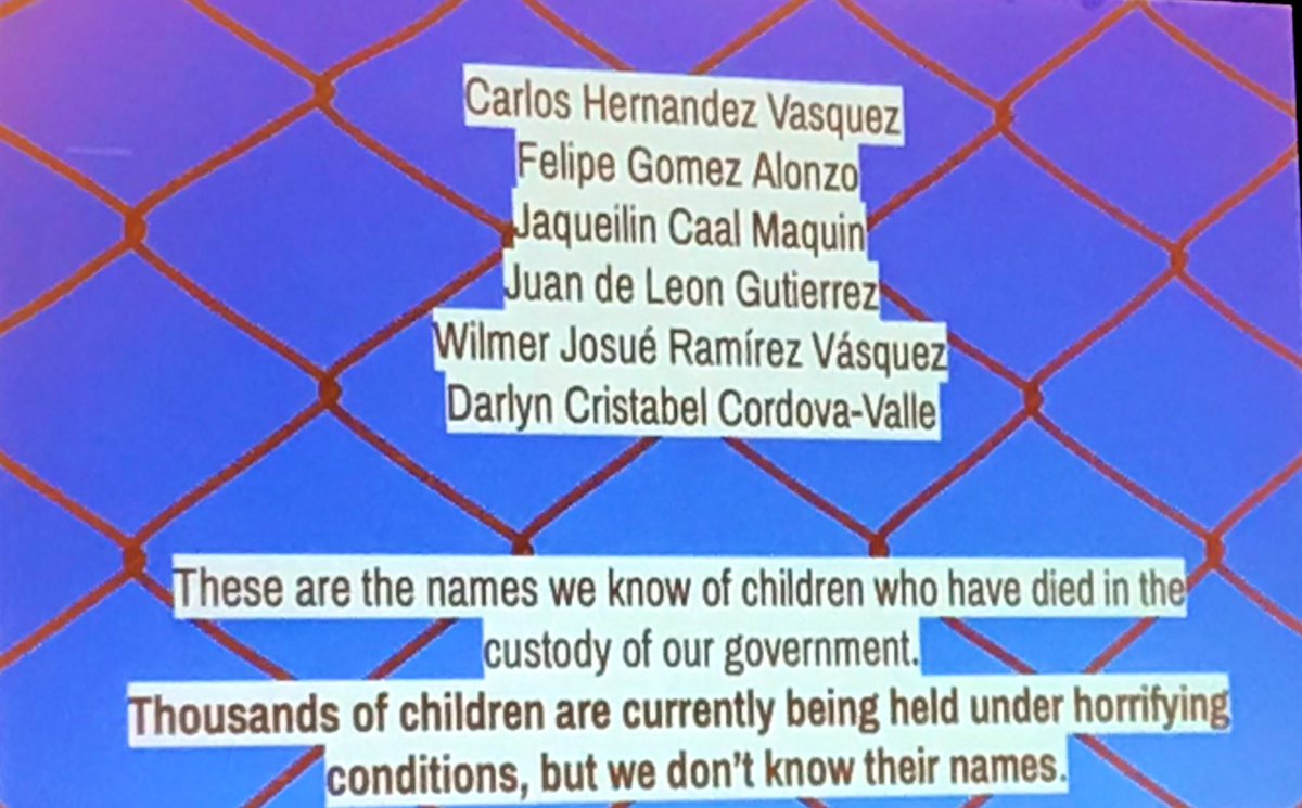 Silence is violence. Remember the names of the children who have died in the custody of the US government. @lamadcorral bringing us to tears, reminding us that this work moves beyond math, #CGI2019 #CGImath