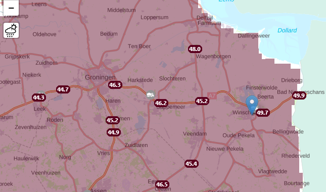 melarnoo's tweet image. Op dit moment is het wegdek op de #A7 bij Bad Nieuweschans 49.9 graden. Dit is samen met de A37 bij Klazienaveen het hoogste van Nederland. #Feitjes