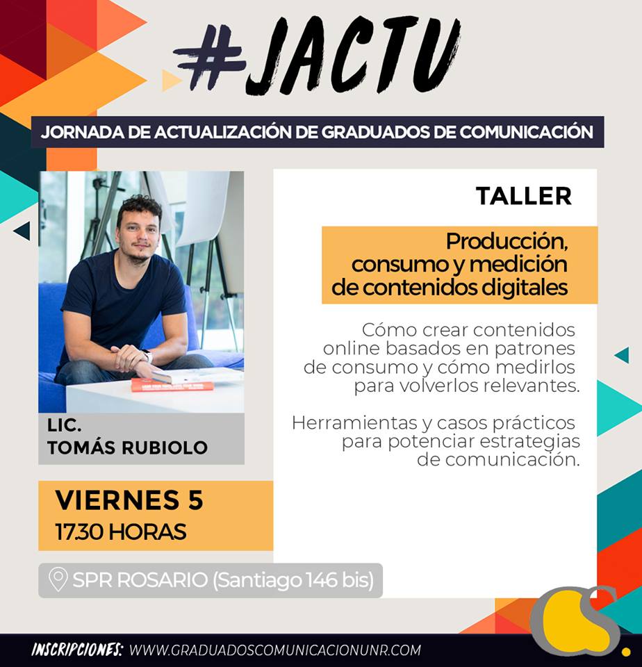 GraduadosCSUNR's tweet photo. El 5/7 #JACTU Jornada de Actualización para nuestros Graduados!
Taller dictado por @tomasrub ➡️ Producción, consumo y medición de contenidos digitales
Info e Inscripciones ➡ https://t.co/9Nt9VLexcv
En @spr_prensa (Santiago 146 bis) https://t.co/BH7GJ5wO01