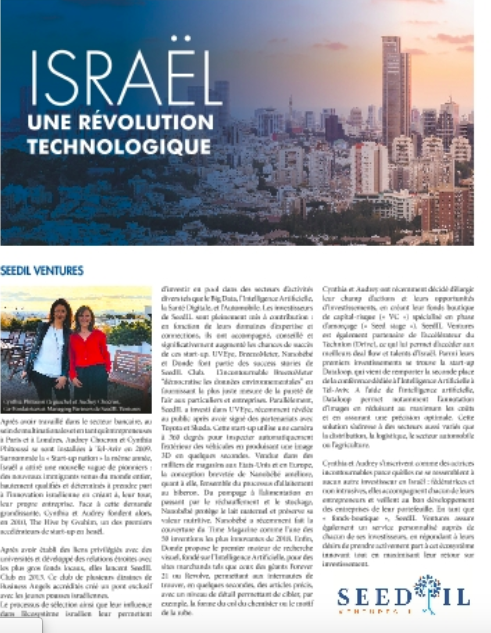 AudreyChocron's tweet photo. Merci à Capital Magazine Juillet-pour son article sur SeedIL Ventures dans l’édition Spéciale Israel - Une révolution Technologique https://t.co/cRtIPPepOl https://t.co/vNuBrR4Xbn