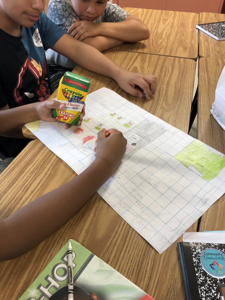 Miss_MMunoz's tweet image. Students conferencing about how to plan out their Community Parks. @StehlikStallion @STARS_902 @AldineSTEM #AISDSUMMERCAMP #CampStehlik #ExploreLearnShare