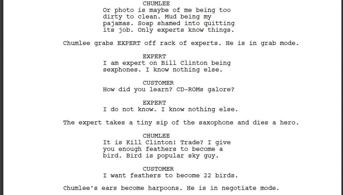 KeatonPatti's tweet photo. I forced a bot to watch over 1,000 hours of Pawn Stars and then asked it to write an episode of Pawn Stars of its own. Here is the first page. https://t.co/Ose5atujXc
