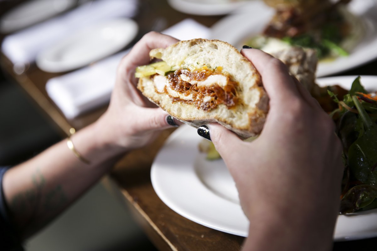 There’s just something so satisfying about a well-crafted sandwich, right? Join us for lunch Tuesday-Friday 11:30am-2pm for our buttermilk fried rabbit sandwich, with herbed aioli, gruyère, spicy relish, pub mustard aioli, on rye.