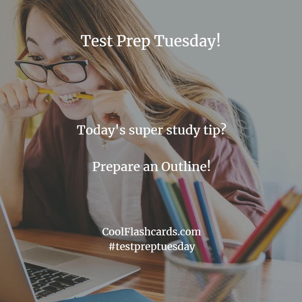 Test Prep Tuesday!

Today's study tip?  Prepare an outline.  Focusing on organizing your notes into an outline will really pack your brain with the knowledge you need to do well on your test!

#testprep #studytips #howtostudy #testpreptuesday