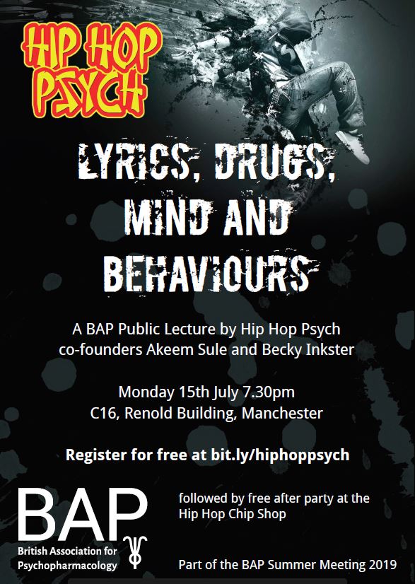 Don't forget to sign up the <a href="/BAPsych/">BAP</a> and <a href="/hiphopsych/">Dr Sule & Dr Inkster</a> lecture and after party. We're thrilled to announce that @jaycmcr and Chalk from The Natural Curriculum will be joing us for drinks and tunes @thehiphopchippy #mcr #hiphop #mentalhealth #BAP2019