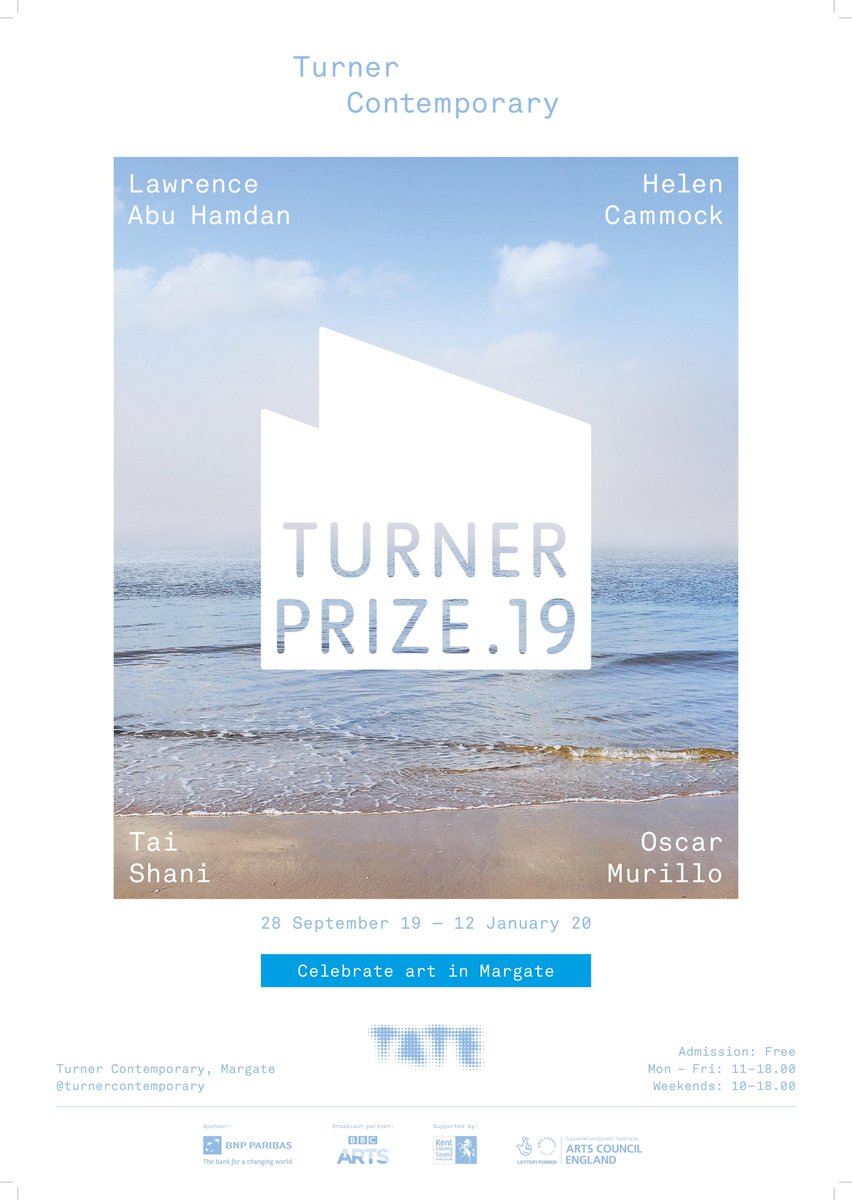 We're excited to be able to reveal the Turner Prize 2019 branding and poster for the first time!

Be the first to get all the latest updates including behind the scenes information and exclusive offers sign up to our special Turner Prize 2019 mailing list

bit.ly/2Rx9l2I