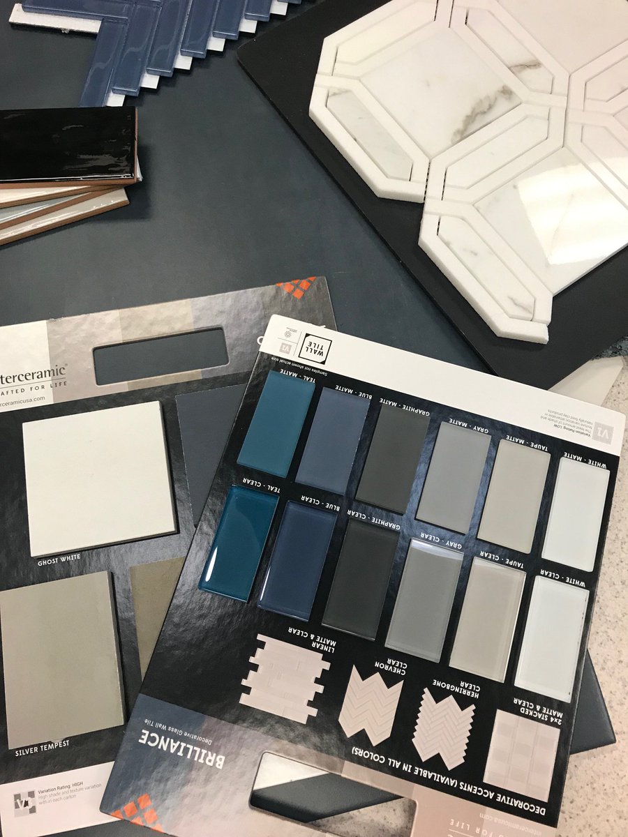Color is invading the design scene with a vengeance! Look at the saturated blues shown by @PremierTileCorp   at our new introductions showing this week. It is no longer “vanilla” tile, but lots of color, pattern and texture.  <a href="/JaeckleDist/">Jaeckle Distributors</a>  #premiertile #jaeckletile