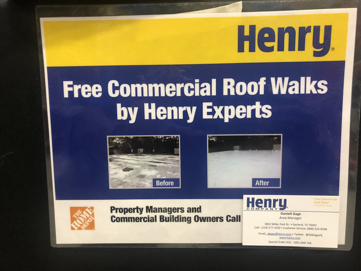 DDGage24's tweet photo. With the rains in San Antonio yesterday did you develop a roof leak? Stop by Home Depot 580 and learn how to repair that leak with #HenryWetPatch. Don’t forget to ask for a Free Commercial Roof Walk with a Henry rep. #homedepot #HenryCompany https://t.co/Rj4RE3dJam