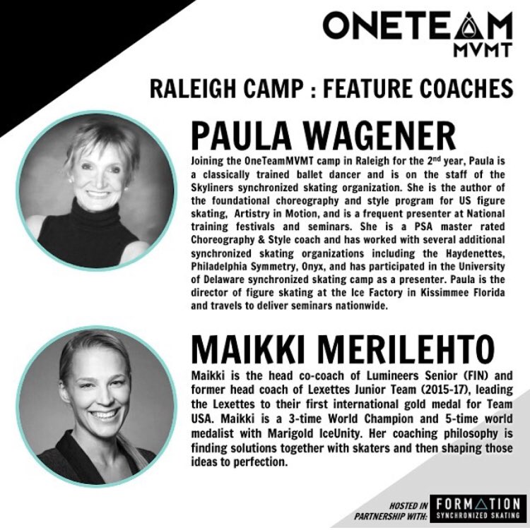 Look who else is going to summer camp ☀️#OTMcamp #Raleigh Looking forward to having these two feature coaches <a href="/PaulaWagenerAIM/">Paula Wagener</a> 🇺🇸 and Coach Maikki 🇫🇮 give their input to the development of #synchroskating this weekend in North Carolina <a href="/RaleighGov/">City of Raleigh</a> #Synchro is growing again!