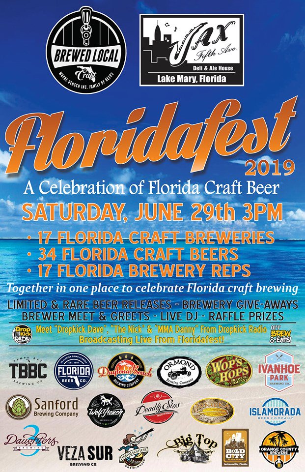 Come celebrate Florida Craft Beer &amp; sample specialty brews during FloridaFest2019 this Saturday, June 29th!
No cover, no admission fee, and many new releases.