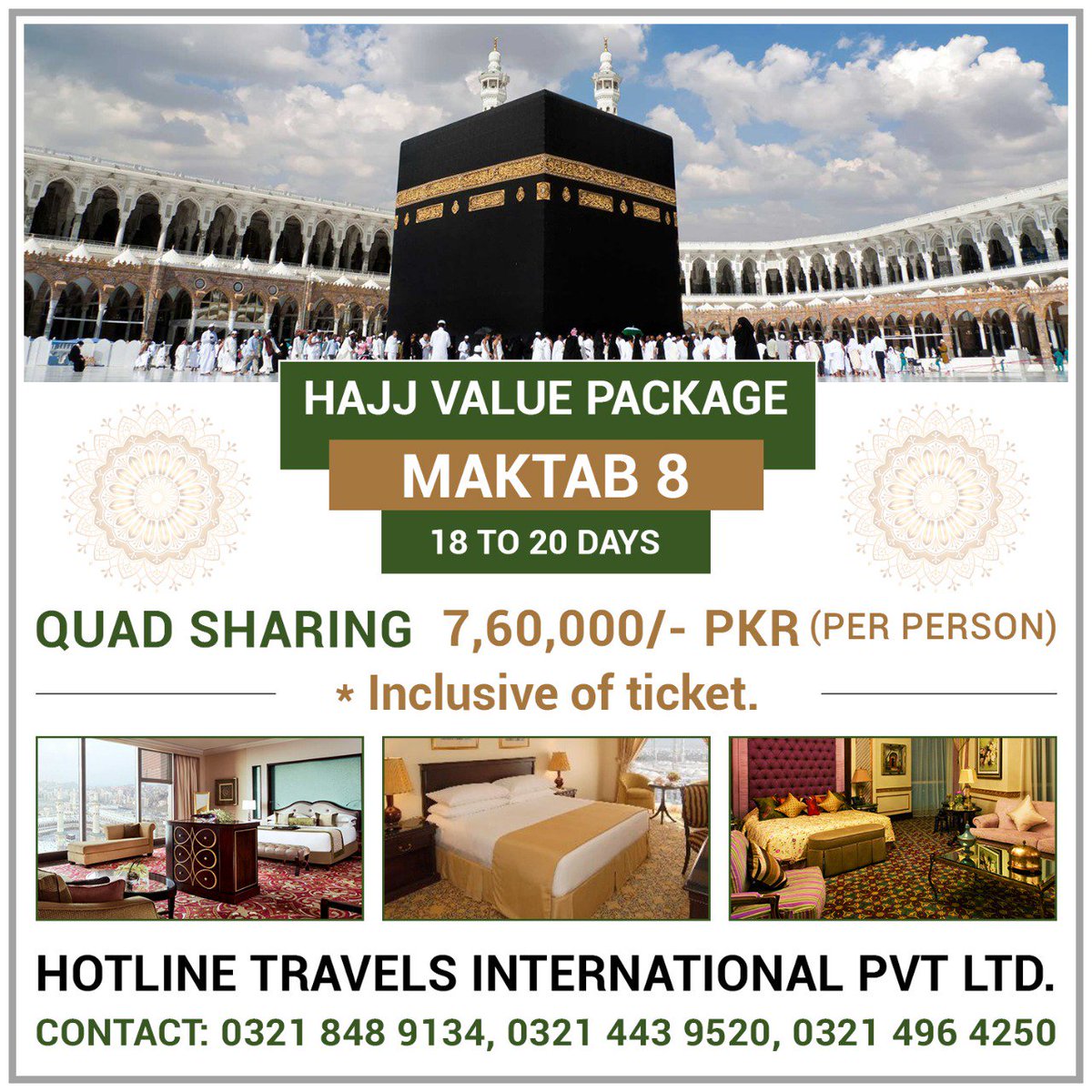 Navicoads's tweet image. Haj Value Package
Mina Maktab #8
Package Cost: Rs. 860,000/-

Haj Economy Package
Mina Maktab #60,
Package Price: Rs. 650,000
0321-848 9134

#hajpackage2019 #hajumrahservices #economyhajjpackage #hajpackagelahore #hajjtouroperator #shorthajjumrah #pakistan #economyhajjpackage
