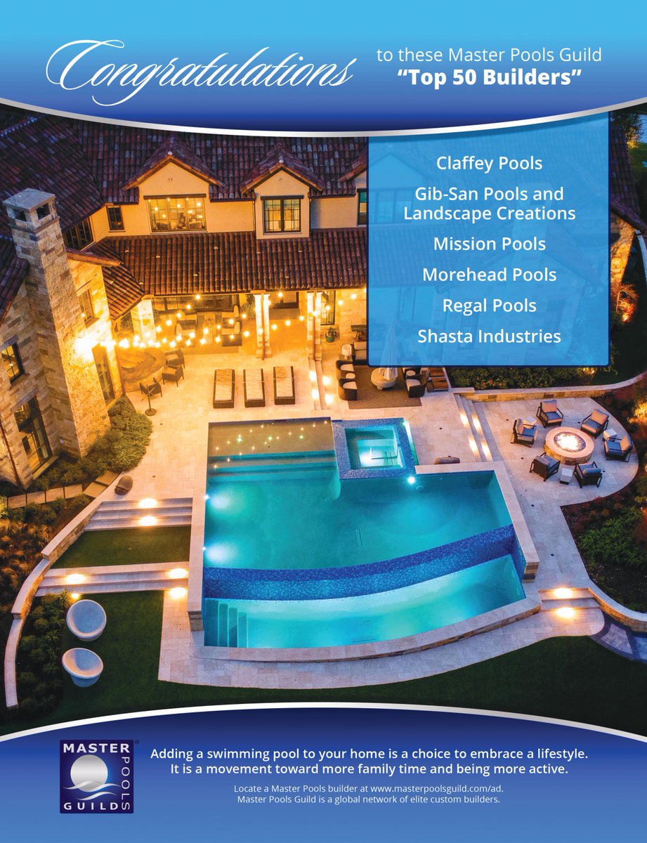 MasterPools's tweet photo. We are absolutely delighted that six of our members are in the Top 50 Builders!
A huge congratulations to: @ClaffeyPools @GibSanPools @MissionPools @MoreheadPools @regalpools @shastapools 
#awards #top50builders https://t.co/SMXVCnU58Q