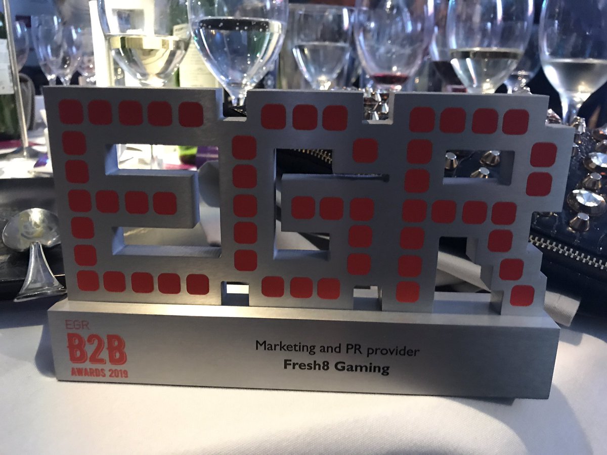 Chuffed to be taking this home on behalf of all the <a href="/fresh8tech/">Fresh8 Tech Team</a> team. <a href="/EGR_Marketing/">EGR Marketing</a> B2B Marketing and PR provider 2019 winners. Congrats all! #sportsbetting #awards #winners