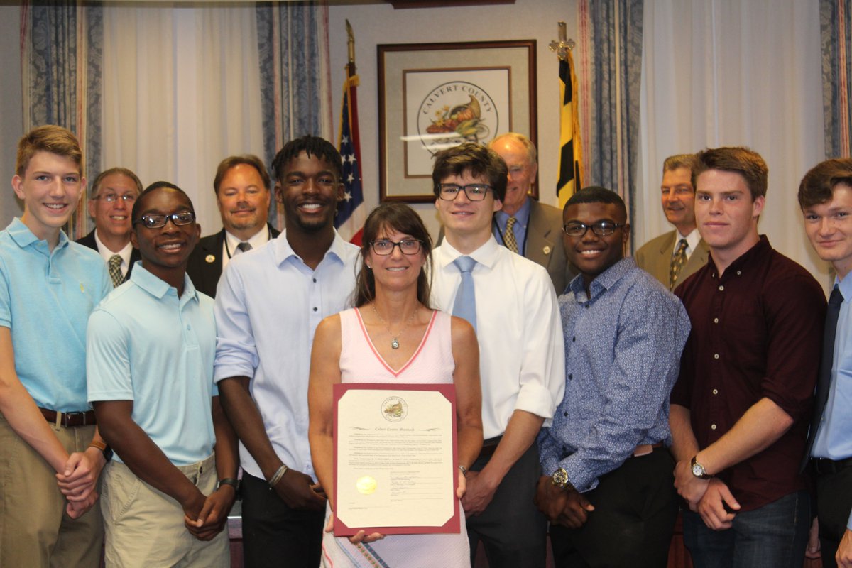 TAMARAonTheHill's tweet photo. Calvert's Board of Commissioners recognize @HtownHSCCPS Huntingtown High School Boys’ Track & Field Team 2019 3A State Championship. Under Head Coach Valerie Harrington, the Hurricanes defeated Watkins Mill High School 58-55, to complete a 13-0 season. #CalRecNews #SoMdNewsSports https://t.co/b8tFoMfNmx
