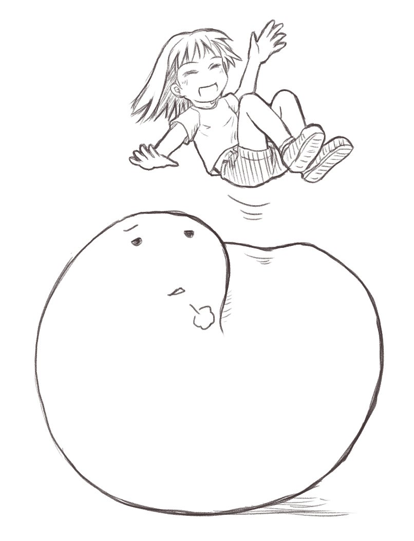 #駄落書き
「ばいんばいん」
あんまりばいんばいんされるの好きじゃないんだけどなー
でも、楽しそうだなー
仕方ない、しばらくがまんしてやるかー
な絵。

深夜のテンションで描いた前の落書きが恥ずかしくなったので上書きしたいw 