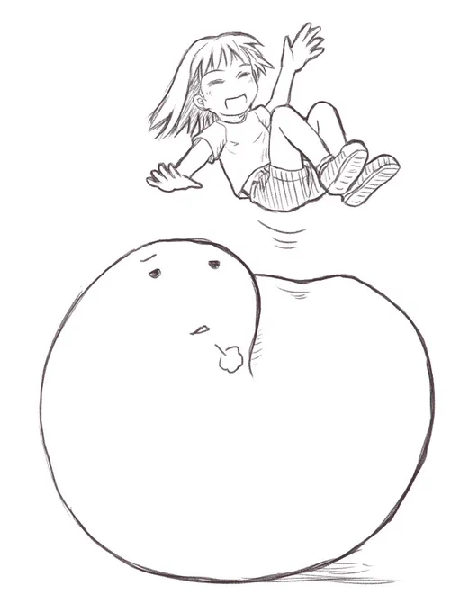 #駄落書き
「ばいんばいん」
あんまりばいんばいんされるの好きじゃないんだけどなー
でも、楽しそうだなー
仕方ない、しばらくがまんしてやるかー
な絵。

深夜のテンションで描いた前の落書きが恥ずかしくなったので上書きしたいw 