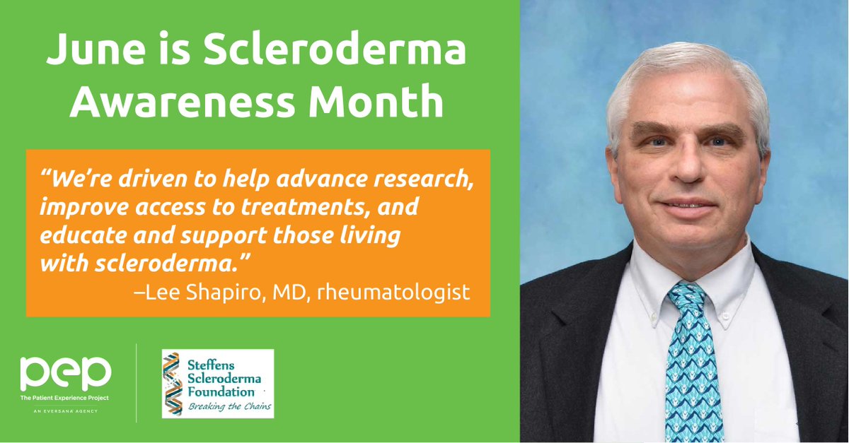 ThePatientExp's tweet image. PEP salutes Dr. Lee Shapiro and the Steffens Scleroderma Foundation for their efforts to raise awareness about this rare disease. Learn more about scleroderma, which can lead to hardening of the skin and connective tissue, here. steffens-scleroderma.org