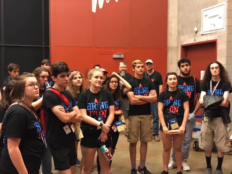 ksthespians's tweet photo. It’s all happening! Bring It On! has united 47 thespians from 24 troupes across the state of #Kansas and today we get to show the International Thespian Festival! @thespians1 @schooltheatre @mtishows #KSThespians #ThesFest19 #BringItOn #bringitkansas #beyondthestage https://t.co/pm3Z4bxG6A