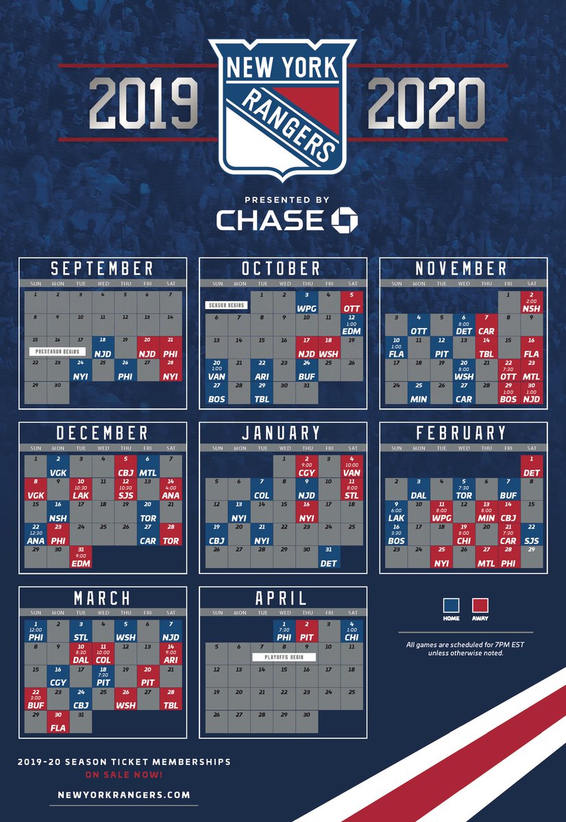 rangers schedule nhl