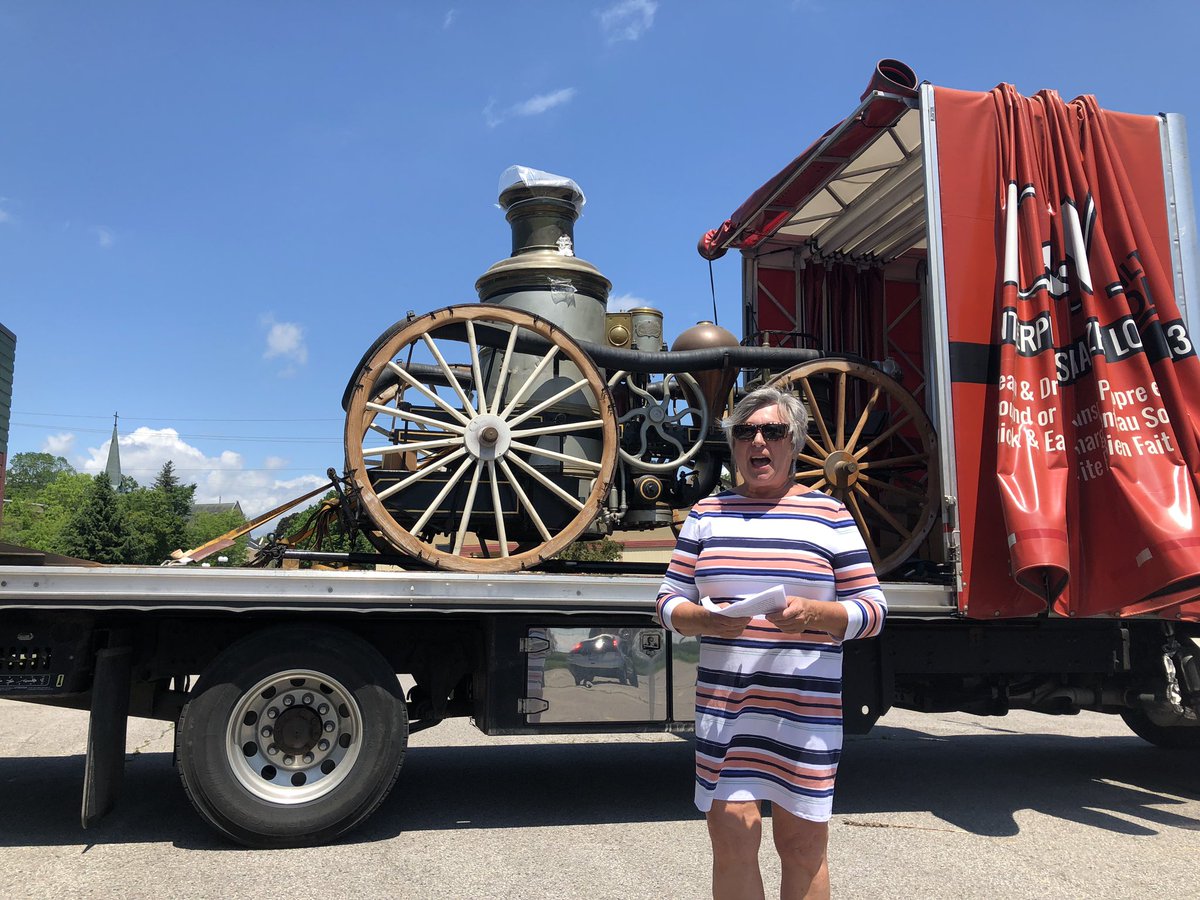 Cryaneddie's tweet photo. The #CFFM have secured "CONTINGENT", an early steam fire engine built by Amoskeag, circa 1866 - Serial #202. Contingent is what is known as a second size steamer. She is one of approximately 118 double, straight frame units manufactured by Amoskeag between 1866 and 1885. #fire https://t.co/mX0q1H51eT