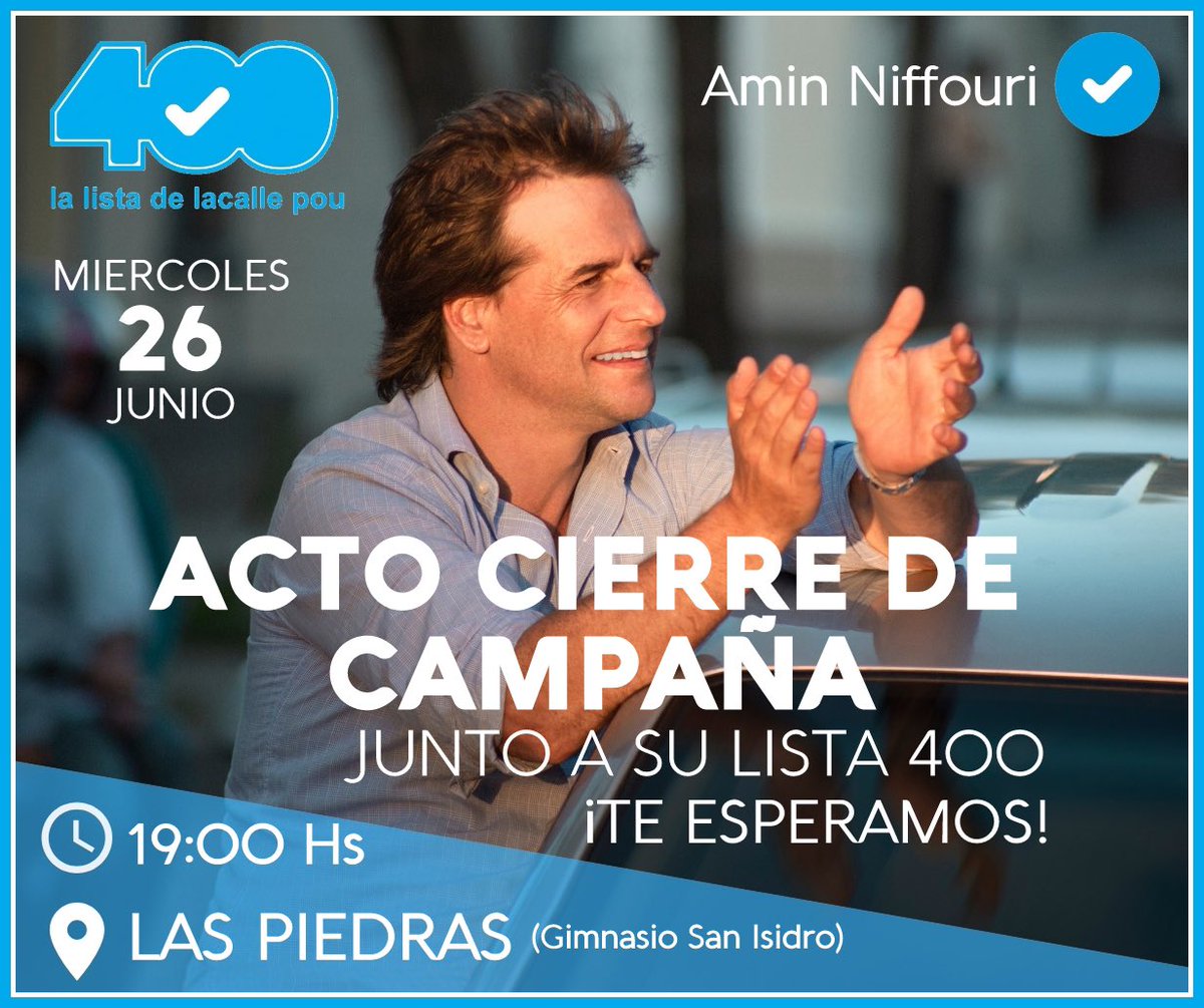 ANiffouri's tweet photo. Mañana cerramos la campaña junto a @luislacallepou y todo su equipo de la 400. Los esperamos! 

#estamospreparados https://t.co/5L67PYgyIM