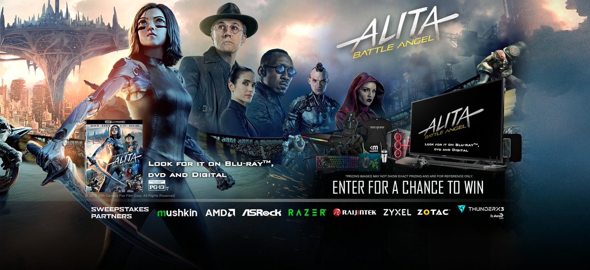 Be sure not to miss Mushkin's #AlitaMovie #Sweepstakes for your chance to win a Home Entertainment System, and much more! Sweepstakes ends 7/31. Enter now: bit.ly/Mushkin-Alita Sweepstakes Partners: #amdryzen , #ASROCK, #ThunderX3, #RAZER, #Raijintek #Zyxel, and #zotac