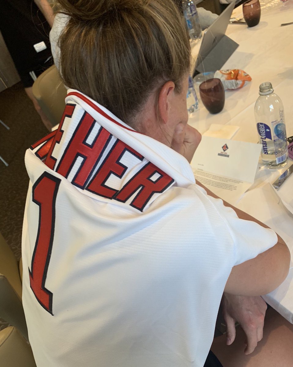 USWNT's tweet photo. Another Boston to France special delivery for @sammymewy &amp; @AlyssaNaeher ☺️

Thanks for the jerseys and the sweet note, @RedSox &amp; @RedSoxFund! https://t.co/xmiPRN55nU