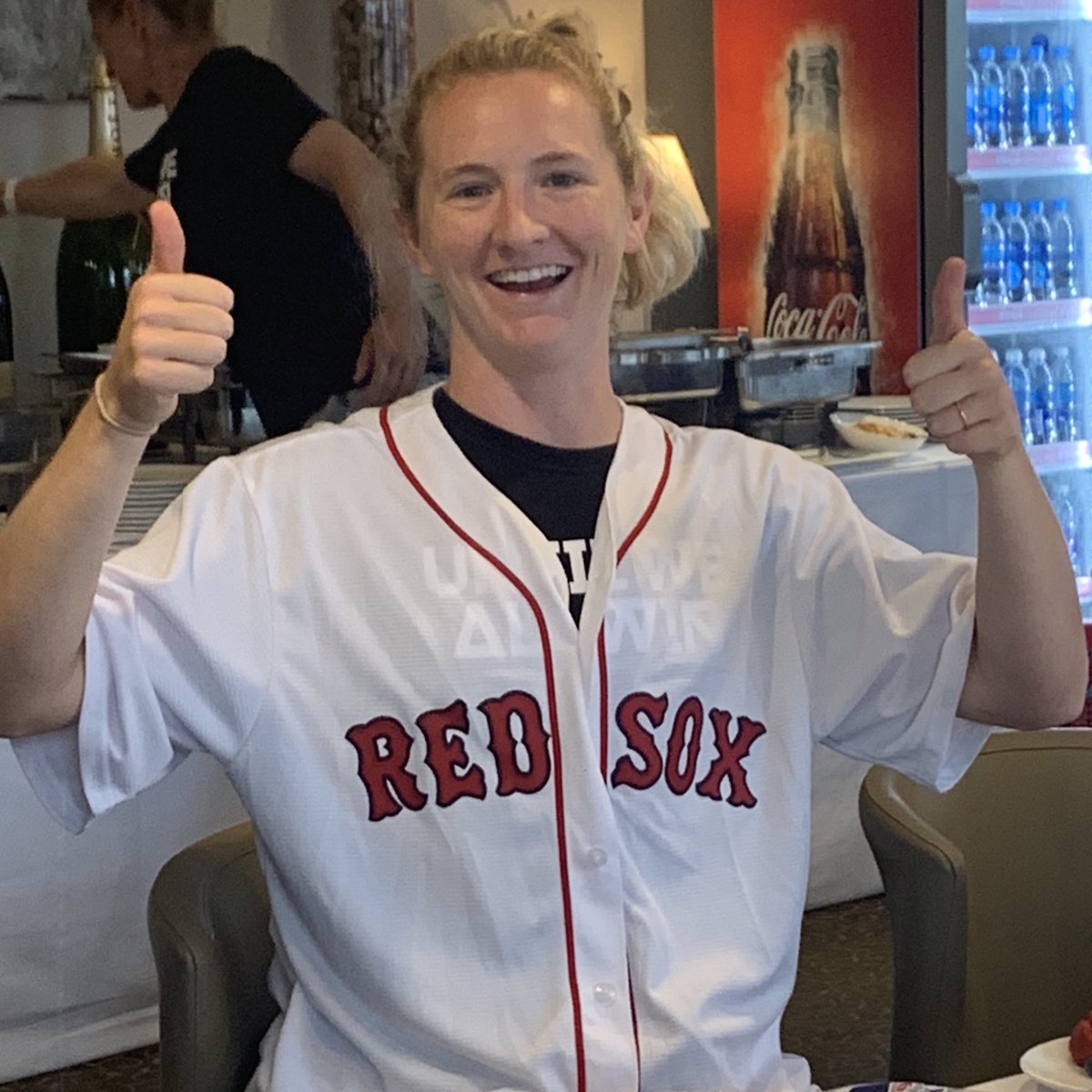 USWNT's tweet photo. Another Boston to France special delivery for @sammymewy &amp; @AlyssaNaeher ☺️

Thanks for the jerseys and the sweet note, @RedSox &amp; @RedSoxFund! https://t.co/xmiPRN55nU