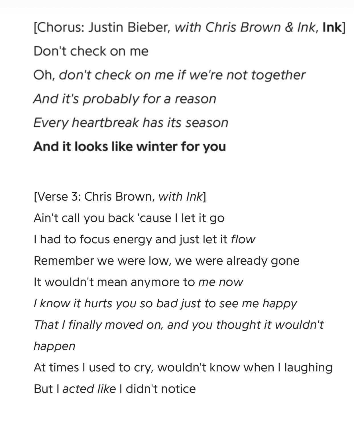 Justin Bieber Crew A Tuwita Check Out The Lyrics To Don T Check On Me By Chris Brown Featuring Justin Bieber And Ink Courtesy Of Genius Lyrics T Co Qoeljmhtqw Tuwita