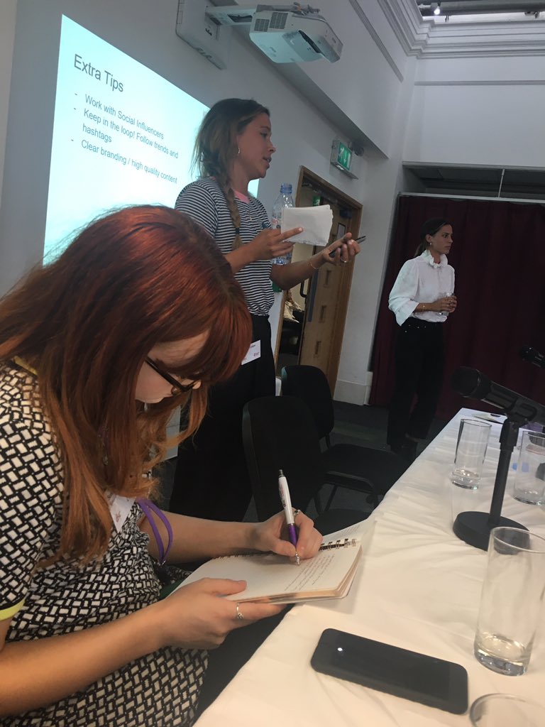 Taking sneaky pics of my panel of “digital natives” <a href="/CollyerTwins/">CollyerTwins</a> and Seren from @TheCATScampaign at <a href="/dsc_charity/">DSC</a> #digi19 conference. Outstanding group of young women. #charitydigital