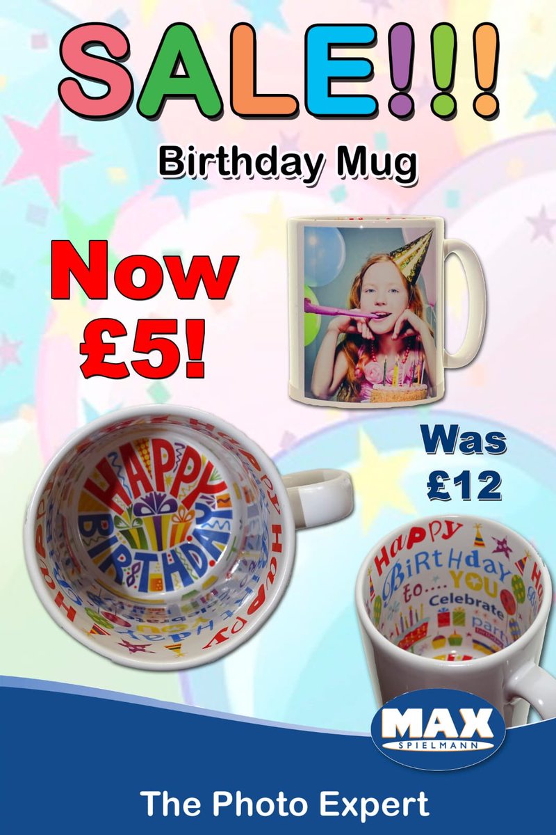 maxspeilmann's tweet photo. After that personalised gift for your loved ones or close friends? Then why not pick up one of our birthday mugs for only £5. Hurry while stocks last! https://t.co/M3pxsN8Hh6