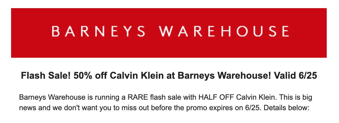 calvin klein warehouse sale